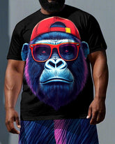 Big & Tall Men's Nylon Gorillas Cool Boy Daily Casual Short Sleeve T-shirt 2-Piece Set